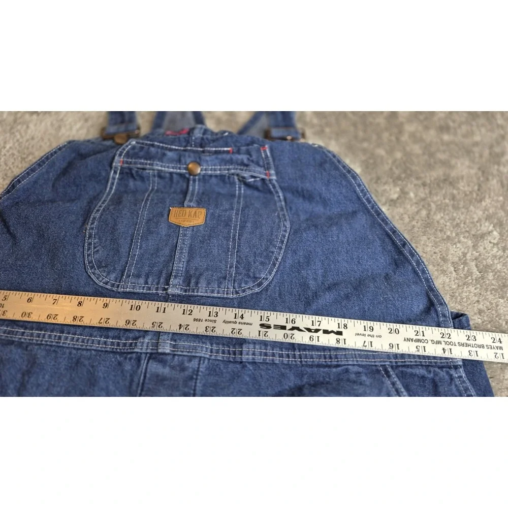 Red Kap Bib Overalls Men's 46x30 Blue Carpenter‎ Button Fly Dark Wash Denim Work